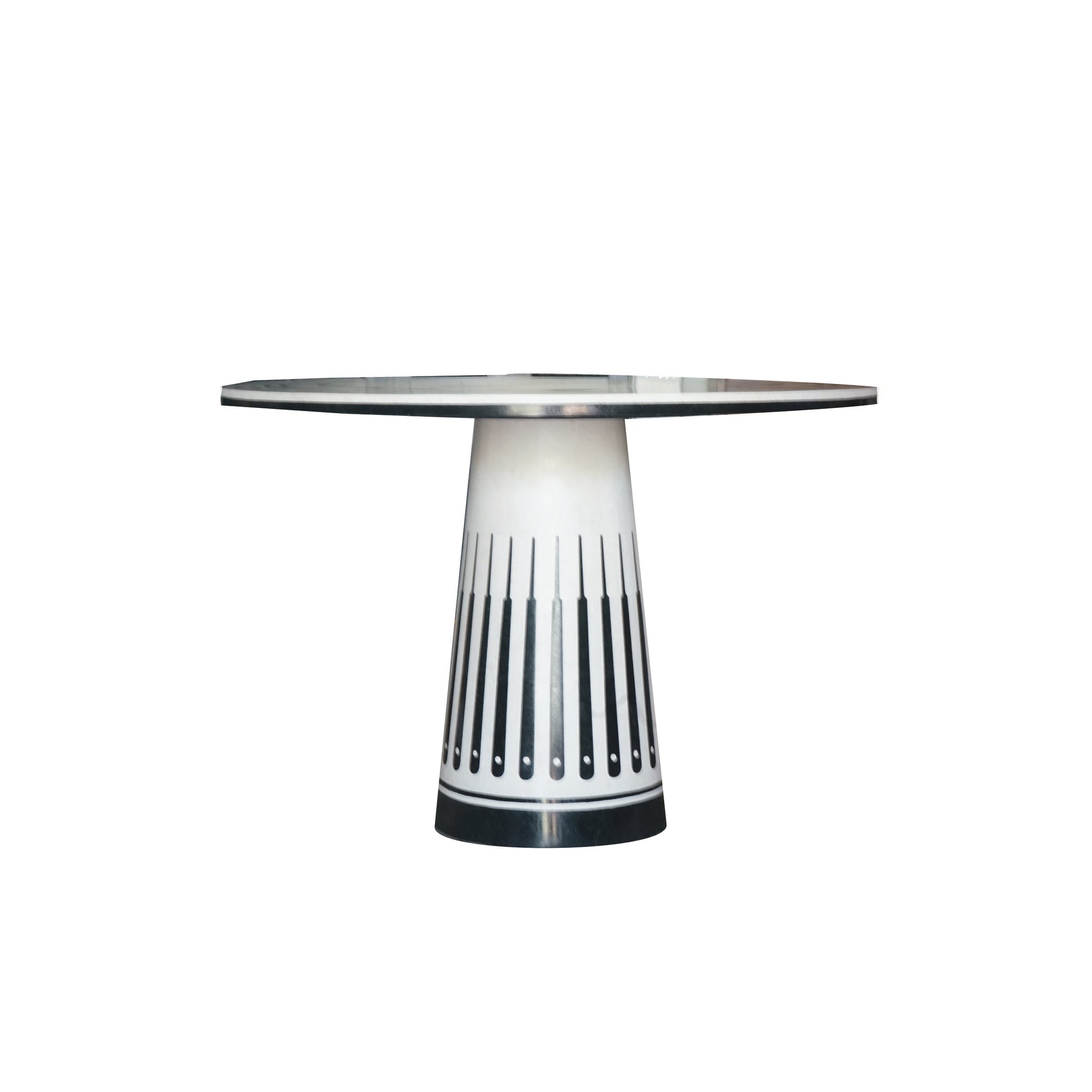 The Orlando Table from Maitland Smith in  honed agate and inlaid black wax stone