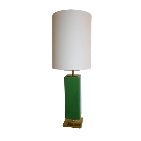 Beekman Table Lamp in Green Reverse Painted Glass