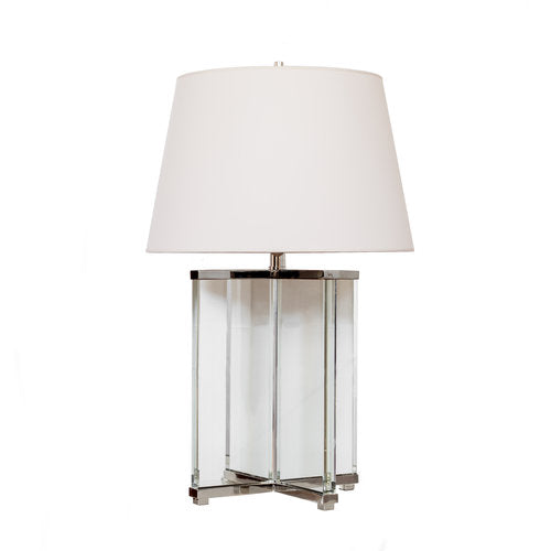 Cameron Table Lamp in Crystal and polished Nickel