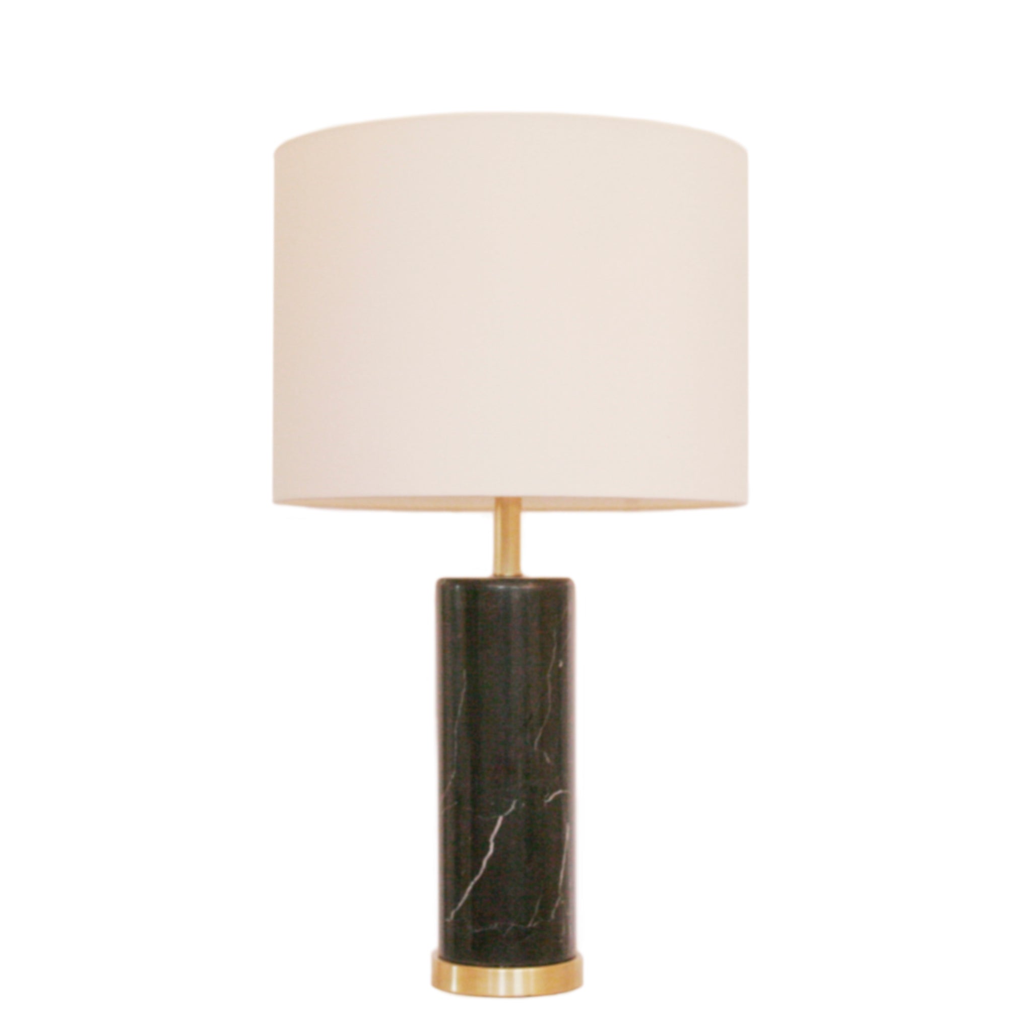 Cliff Table Lamp in Black Marble with Linen Shade