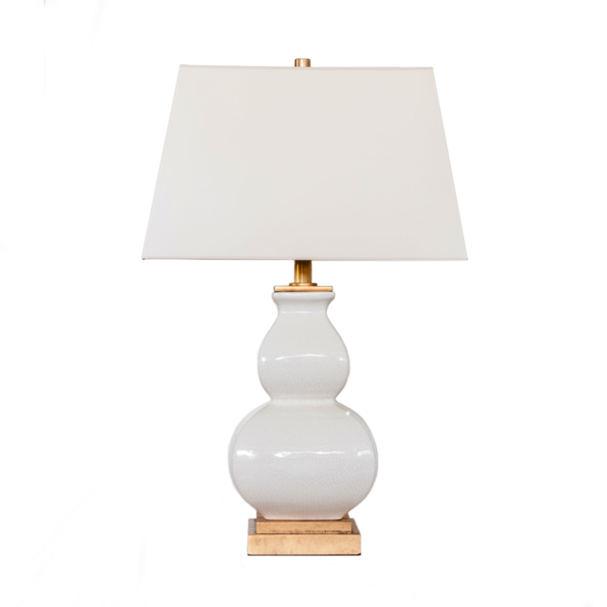 Fang Gourd Table Lamp In Ivory Crackle Ceramic with Natural Paper Shade