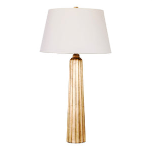 Large Fluted Spire Table Lamp in Gilded Iron with Wax