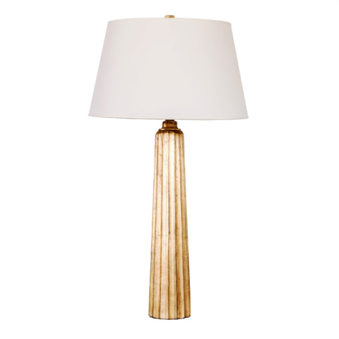 Large Fluted Spire Table Lamp in Gilded Iron with Wax