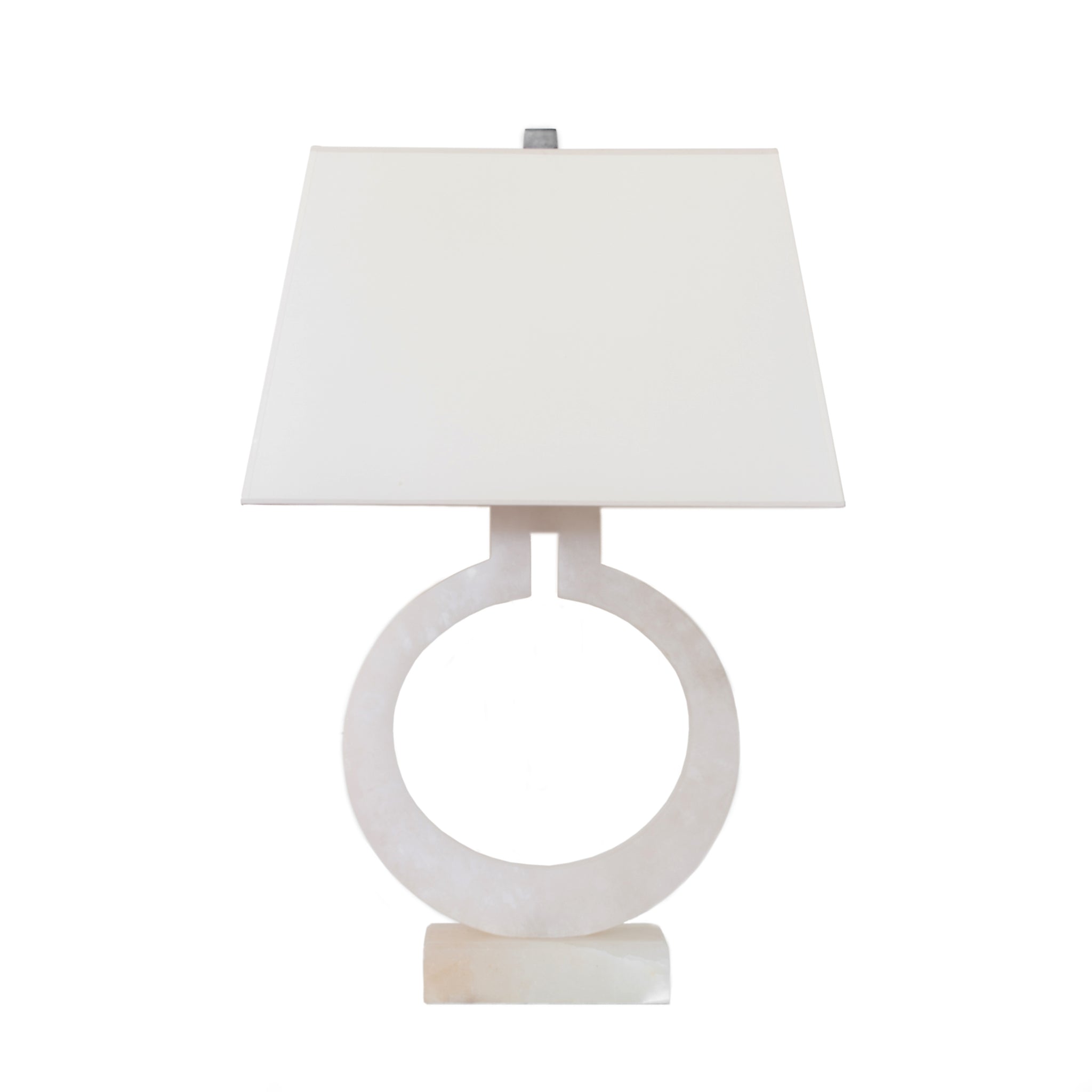 Large Ring Form Table Lamp in Alabaster