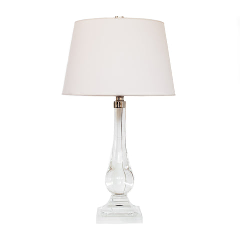 Modern Balustrade Table Lamp by Visual Comfort & Co. in Crystal with natural paper shade