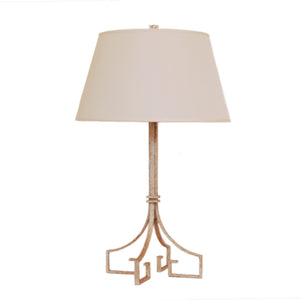 Rhodes Table Lamp by Niermann Weeks for Visual Comfort & Co. in Venetian Silver with Silk Shade