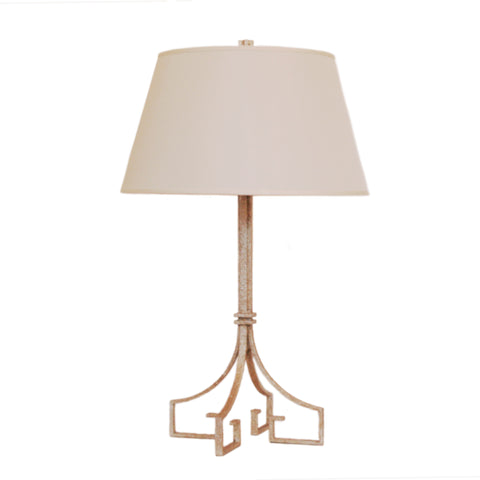 Rhodes Table Lamp by Niermann Weeks for Visual Comfort & Co. in Venetian Silver with Silk Shade