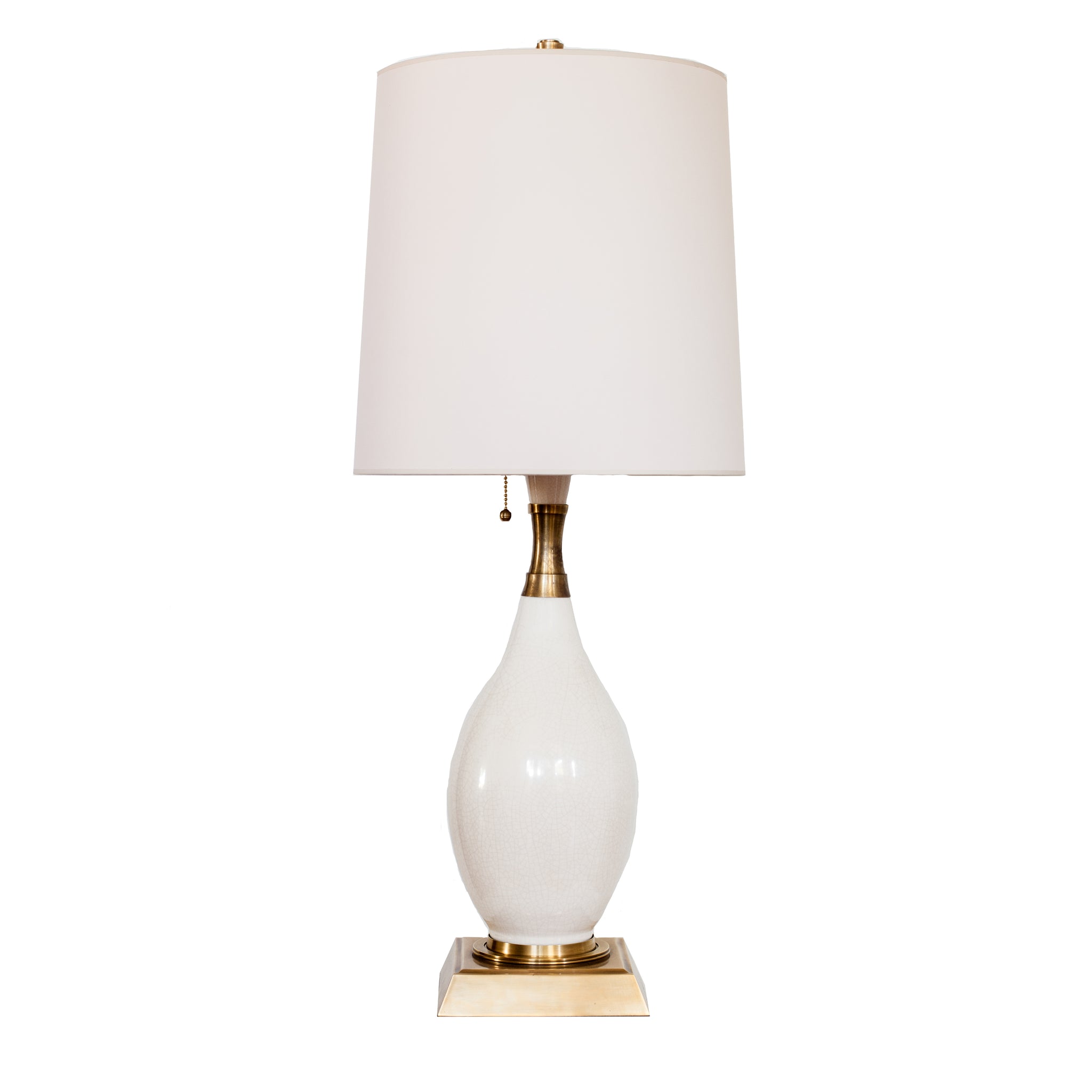 Tamaso Small Table Lamp by Thomas O'Brien for Visual Comfort & Co. in Tea Stain Porcelain with Natural paper shade