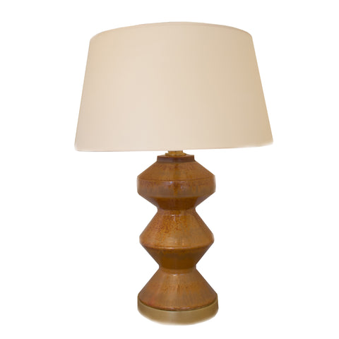 Weller Zig Zag Table Lamp in Shanghai Brown with Natural Paper Shade